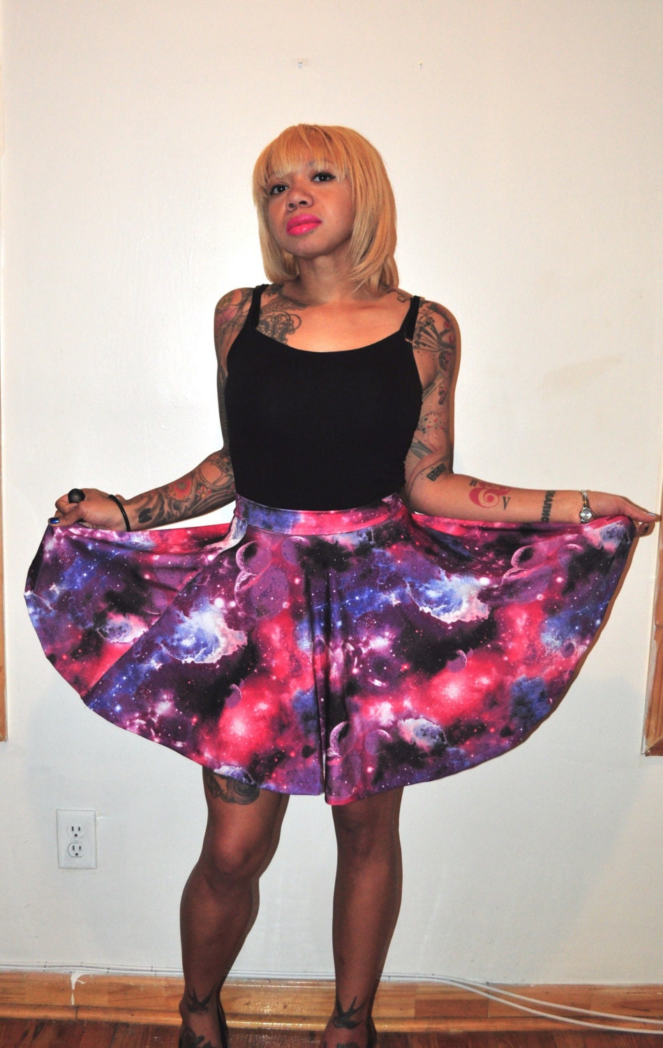 Purple based Galaxy skater skirt