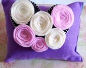 Felt Roses Accent Pillow // Victorian Inspired ROSES BROOCH PILLOW