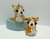 Swarovski Crystal Light Brown Topaz Corgi Dog Puppy Cell Phone Charm Strap with Bell Dust Plug