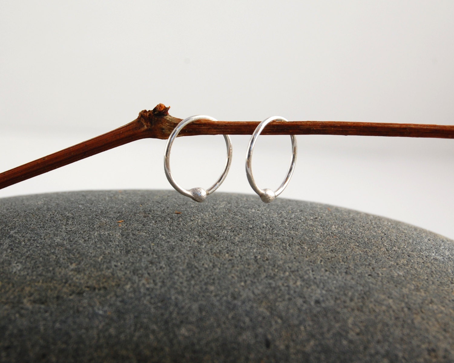 Small Sterling Silver Sleeper Hoop Earrings