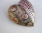 Red and White Wall Heart    Ceramic Heart  Ornament, Wall Hanging