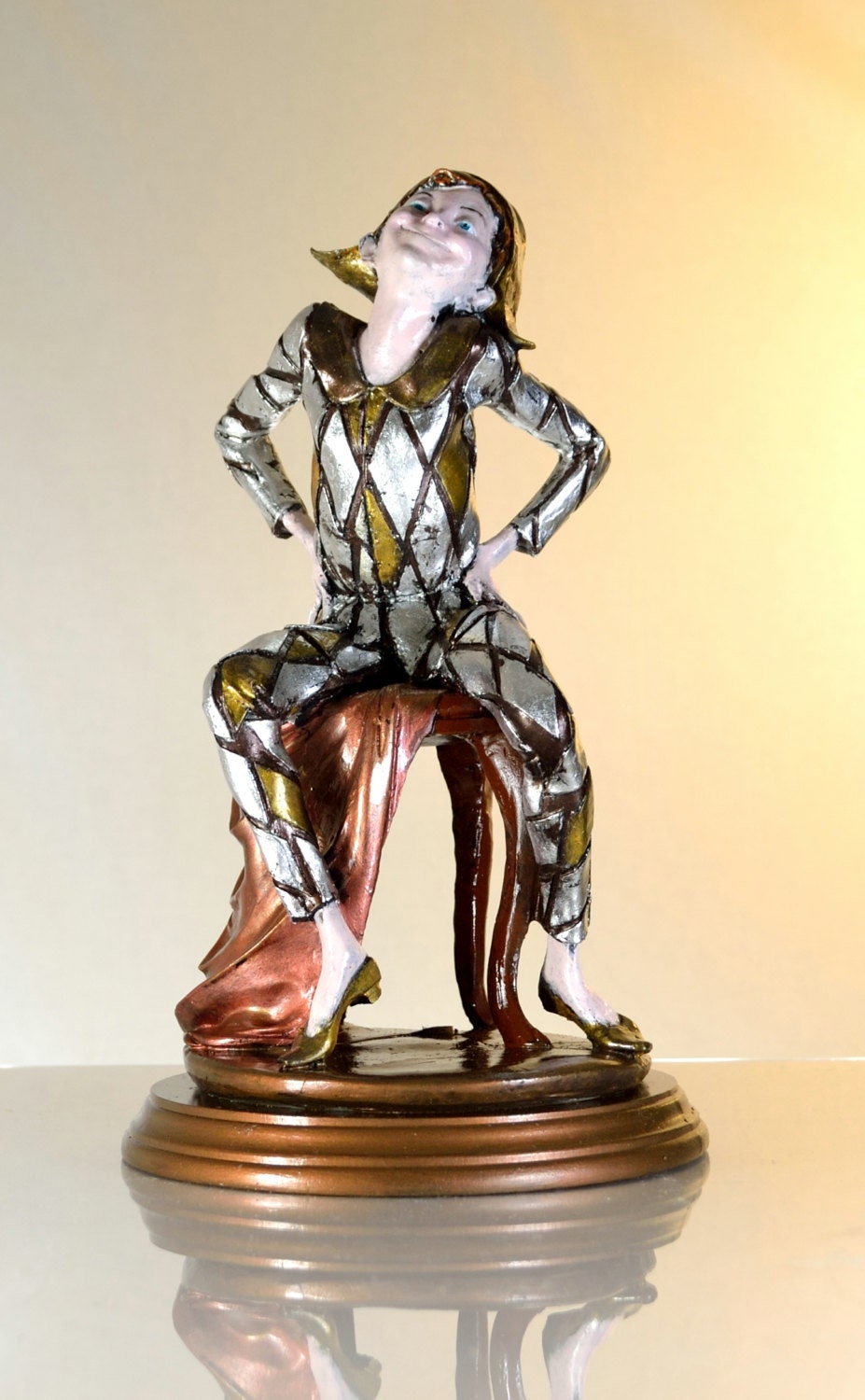 Barhador the Elf - Figurine Unique Art Nouveau Statue - Silver Leaf and Hand Painted Rare Elf Statue - Fantasy Pixie Art