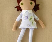 Fabric Doll Rag Doll Girl in Lavender Floral Dress