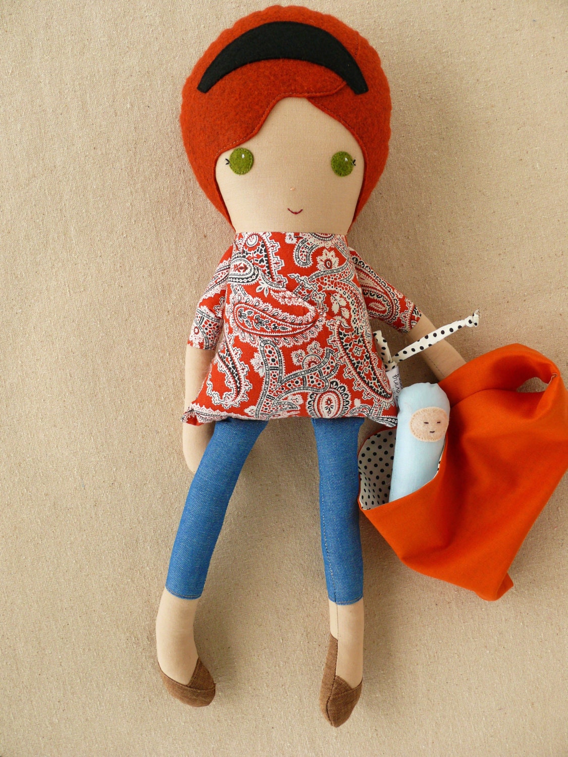 Fabric Doll Rag Doll Mother and Baby