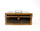 Vintage Black & Gold Metal Lock Box