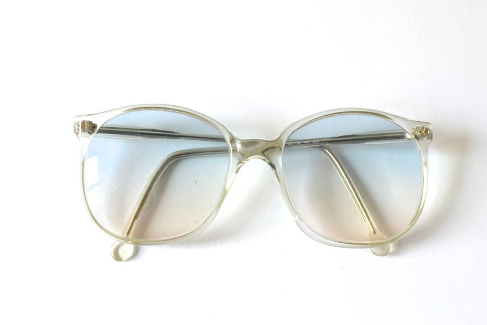 Vintage gray transparent oversized glasses sunglasses 70s womens spectacles blue oversize statement nerd frame eyewear