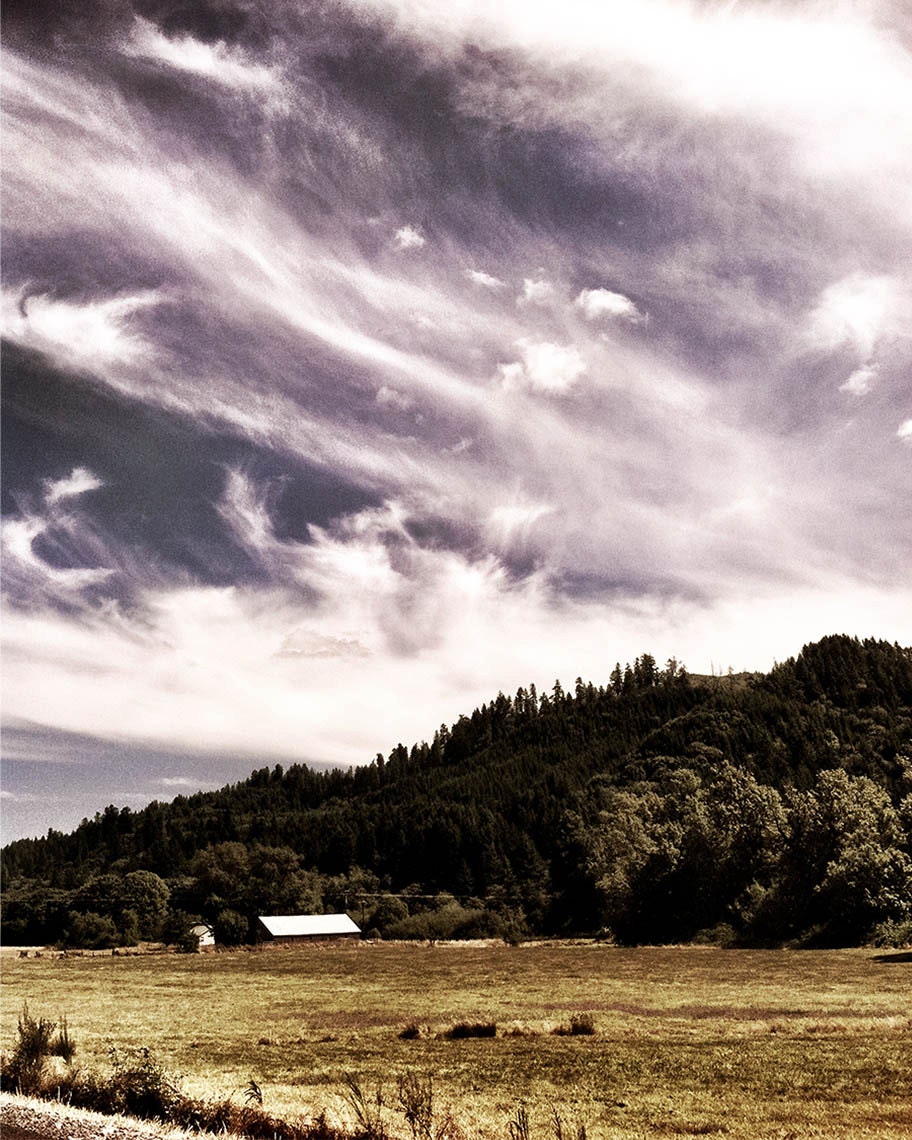Nature Photography, Bold Clouds, Out in the Country, Purple, Green Mountains, Home Decor, 8 x 10 Fine Art Print