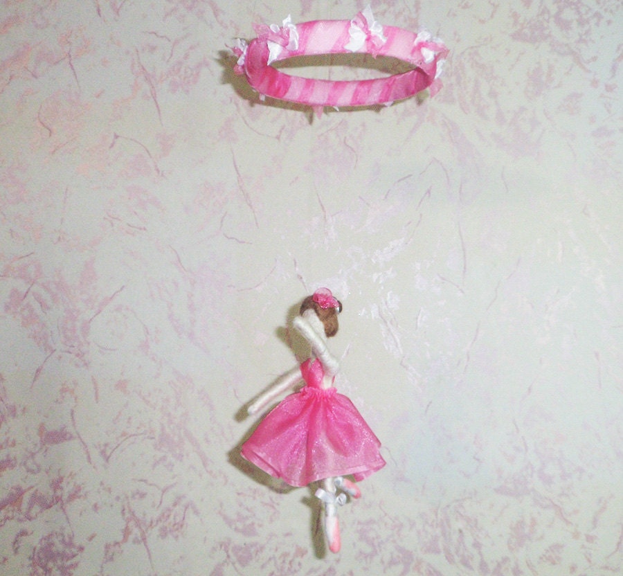 Needle Felted Composition Ballerina in Pink Dress