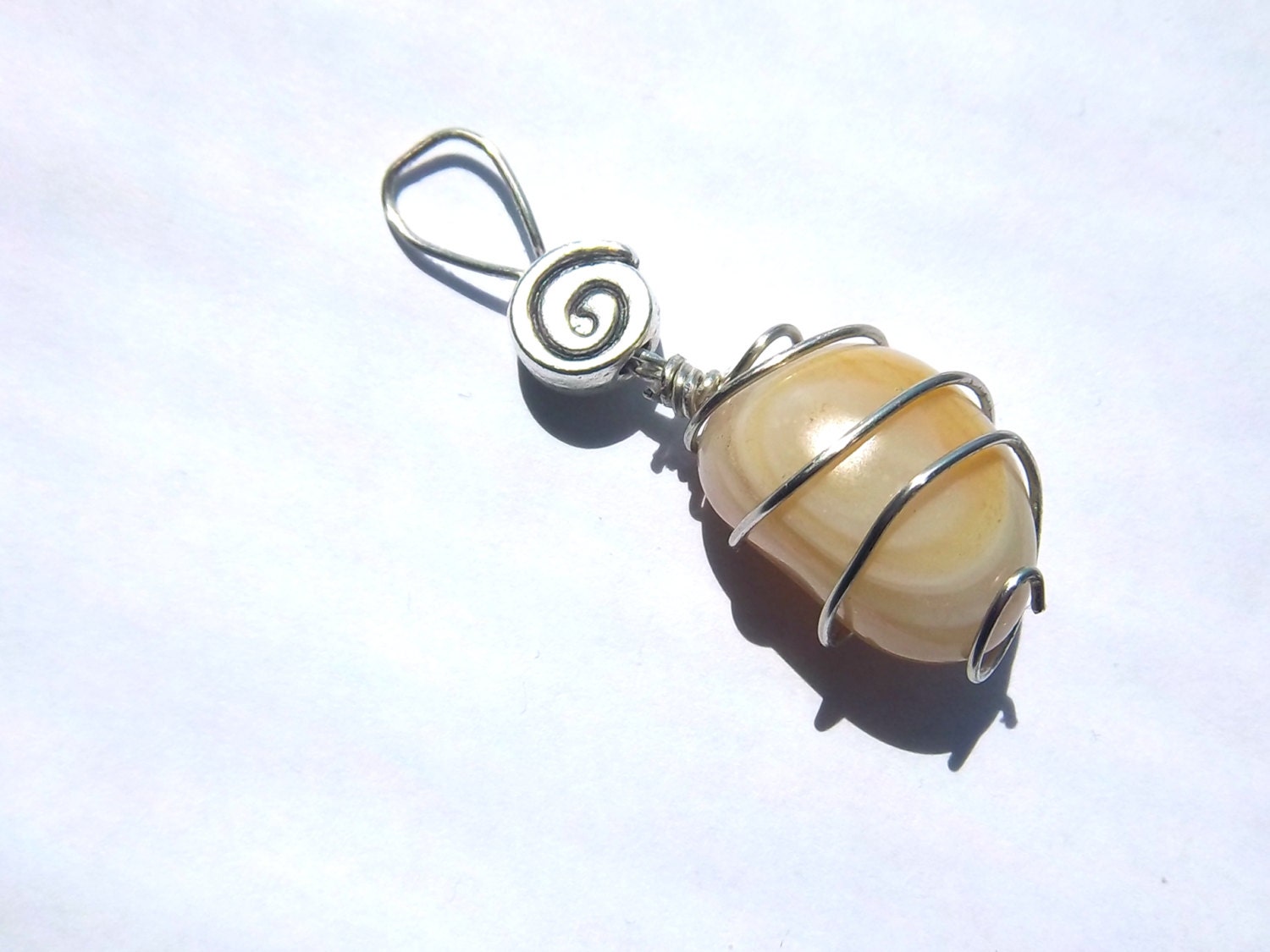 Moonstone Wire Wrapped Healing Pendant with Tibetan Silver Bead: For Divination