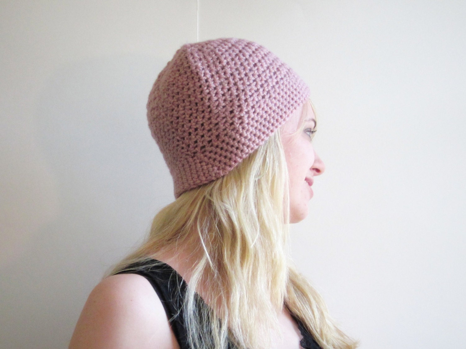 Crochet Beanie The Art Museum Hat in Soft Pink for Women Teens Tweens