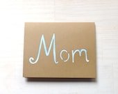 Mother's Day Card: Mom, Card, Hand Cut, Blank, For Her, Mother, Blue, Kraft Paper, Unique, Simple