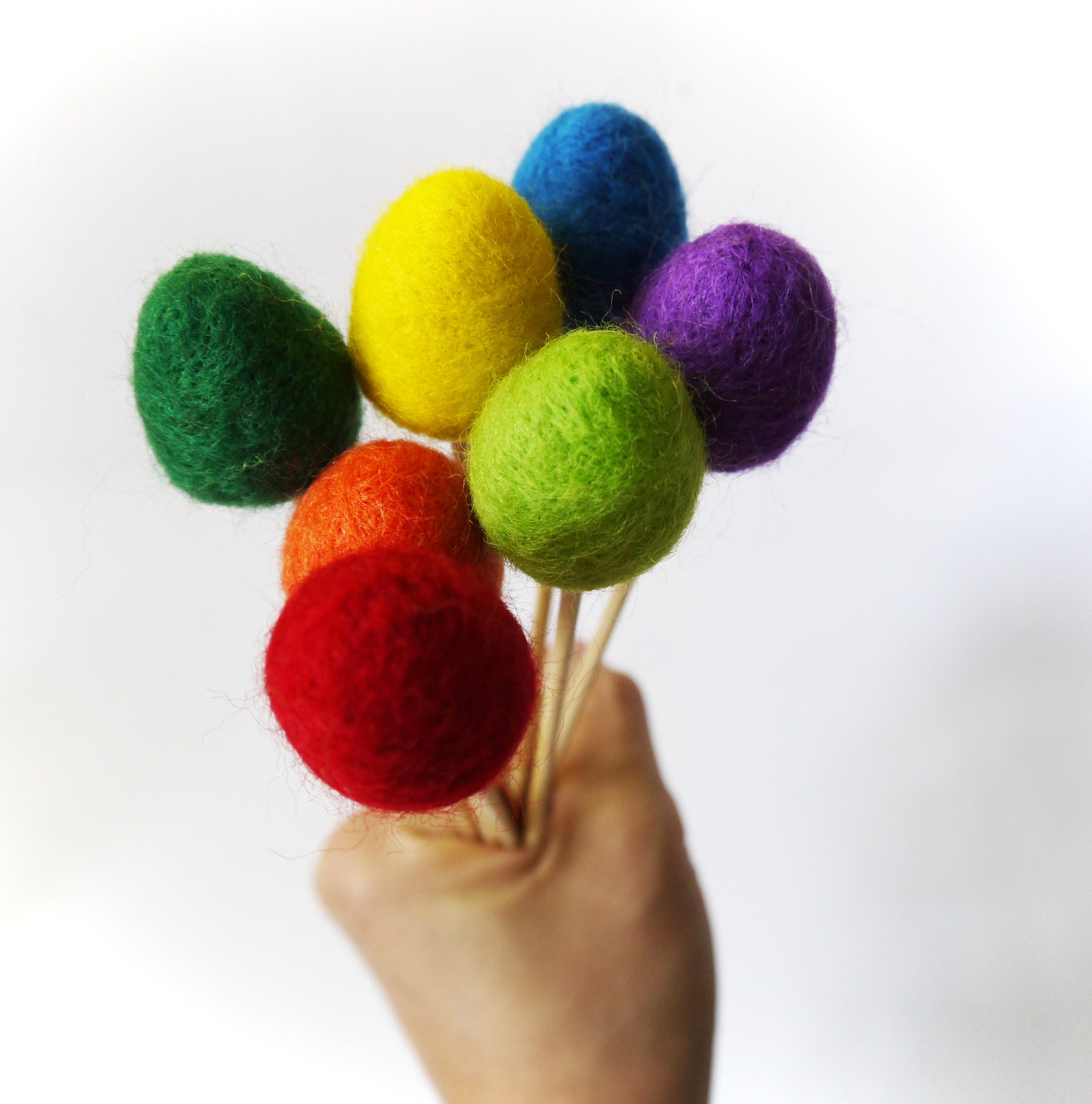 Wool Felt Easter Egg Needle Felt Easter Ornament Decoration Topper, set of 7 - RAINBOW color - Easter Home Decor Decoration Holiday