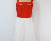Large Vintage Sun Dress Red and White