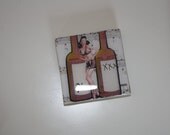 Happy Hour Fun Wood Magnet - 2 inch square with resin