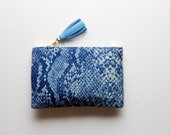 INK/ Gold & Blue reptile pouch
