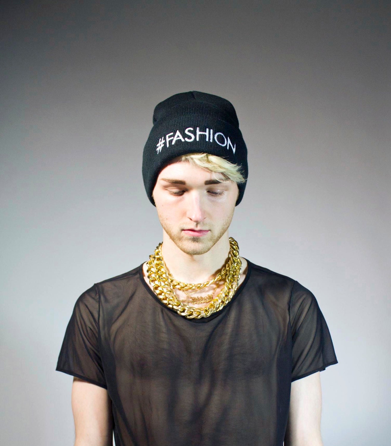 Hashtag FASHION beanie / black & white / FREE SHIPPING