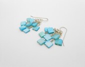 Silver and Turquoise Earrings, Shell Earrings, Chandelier Style Earrings, Dangly Beaded Earrings