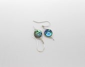 Silver and Paua Shell Earrings, Mother of Perl, Silver Wire Wrapped Earrings, Made to Order