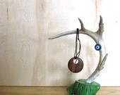 Antler Jewelry Organizer - Necklace Ring Bracelet Jewellery Rack - Hat Hook - Coat Hook - Emerald Green Wood Stand Silver Upcycled Nature