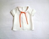 White Linen Peter Pan Collar Blouse with Mother of Pearl Buttons