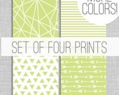 Geometric Arrow Triangle Line Art / Nursery Wall Art Poster / Custom Art Print / Four 8x10 Prints / Personalized Colors