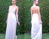 Lovely long vneck lace white and pink slip w/ sheer lace upper