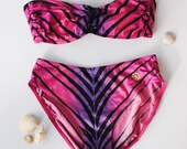 Bandeau Bikini set // Strapless Two Piece Swimsuit  // Underwire Swimwear // Size 40 D Cup