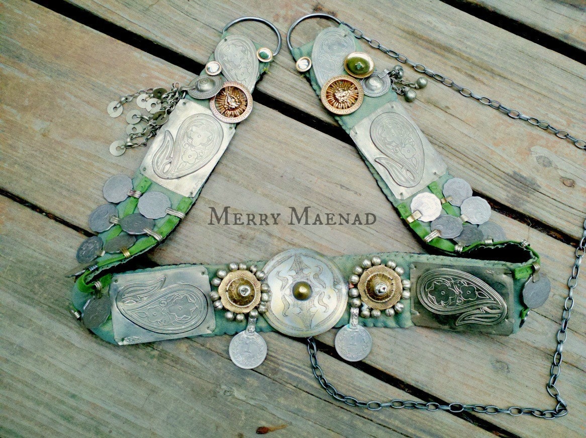 Tribal Fusion Belly Dance Belt with Banjara Ornaments, Turkoman Amulets, and Kuchi Coins. OOAK Belly Dancing Costume.