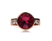 Pink tourmaline ring, Rose gold, white sapphire, bezel, engagement ring, pink engagement, solitaire,  sapphire, micro pave