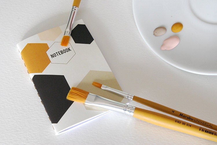 NEW // Small Notebook 1, binder over gold - Pale pink, tan, black and taupe
