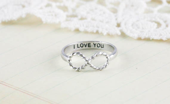 I Love You infinity ring in silver us size 5 - 8
