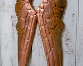 Wood wings rusty copper carved French Santos style wooden vignette shelf wall sculpture home decor Anita Spero