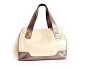 Beige Leather Tote Bag, Nude Leather Handbag, Cream Shoulder Bag, Summer Tote, Everyday Bag, Cream Brown bag