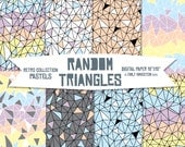 RANDOM TRIANGLES Digital paper pack - 80's Theme - Pastels - Geometric Pattern - Retro