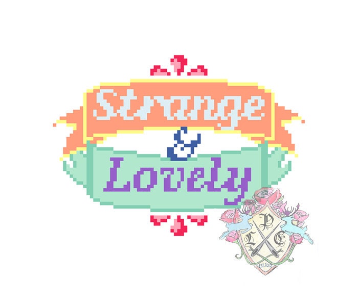 Strange & Lovely. Typographic Cross Stitch Pattern