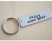 LAST MINUTE Custom Hand Stamped Daddy Keyring - New Dad Gift - Grandfather's Day Keychain - Personalized Keyring - Daddy Since Keychain