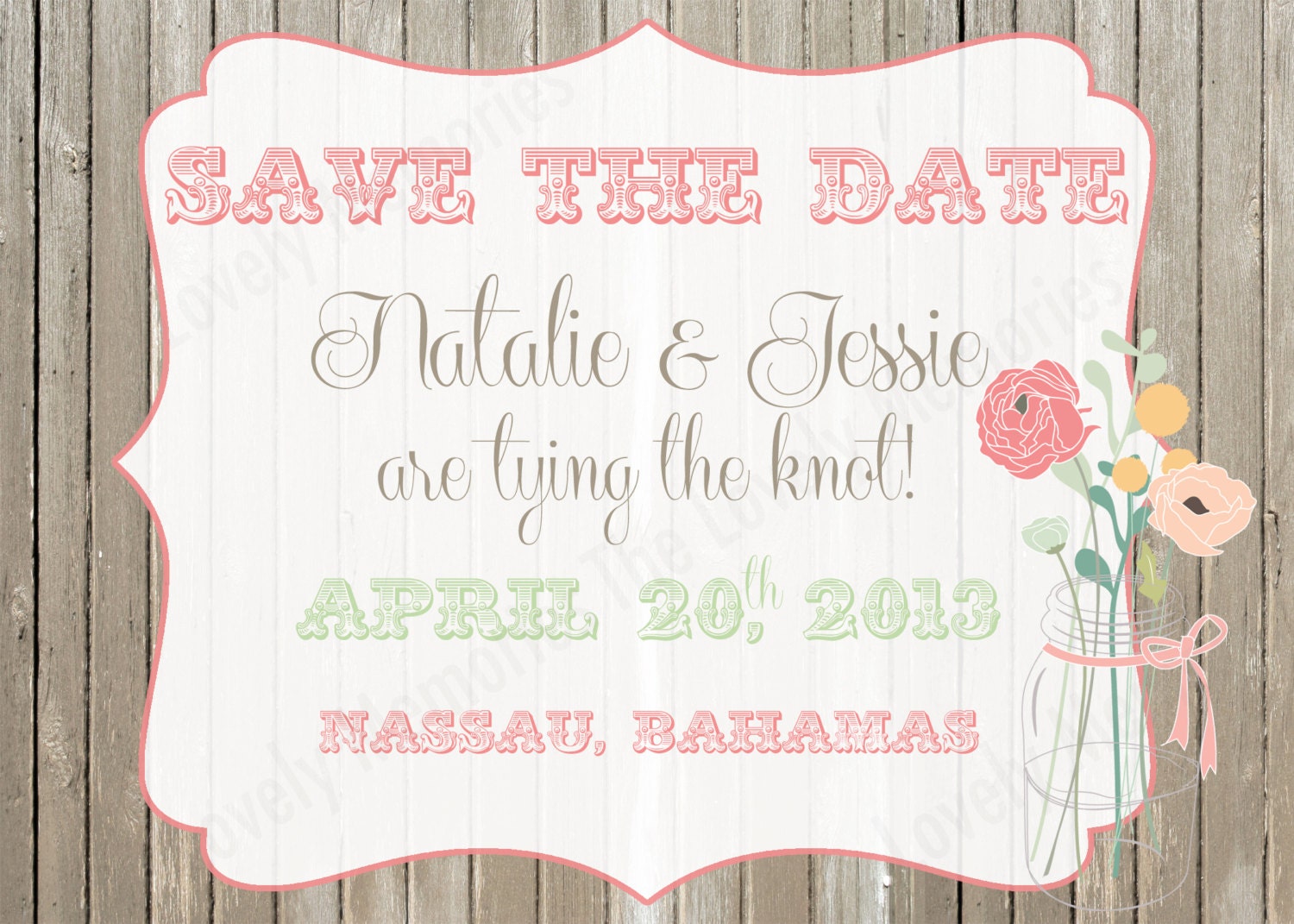 Rustic Country Chic Save the Date Wedding Invitation - Printable File Il_170x135