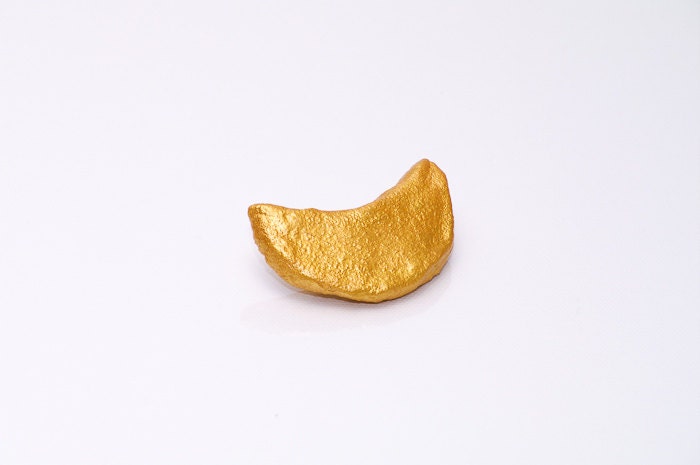 Gold moon handmade brooch / Original golden minimalist jewelry / Unique art / Shiny pin