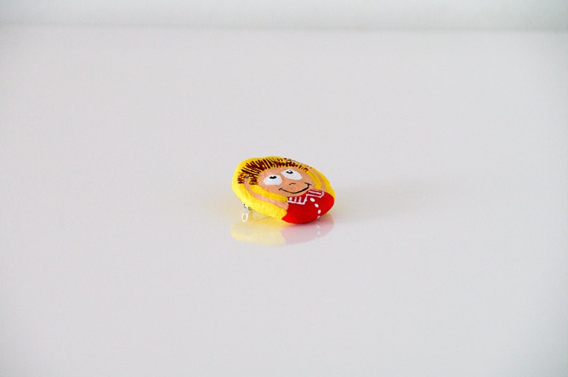 Funny brooch / Cute small kid portrait pin / Funny jewelry / Handmade brooch / Smile / Children / Yellow /  Ready to ship