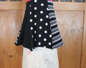 Upcycled toddler girls skirt pink black white polka dot striped comfortable 24 months 2 2t spring