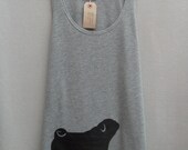 Women's Leather Pug Top Handmade Grey Cotton Tunic Vest Tank Singlet Top