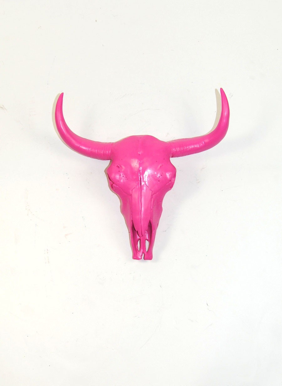 The Madison - Pink Resin Buffalo/Bison Skull Head- White Faux Taxidermy- Chic & Trendy