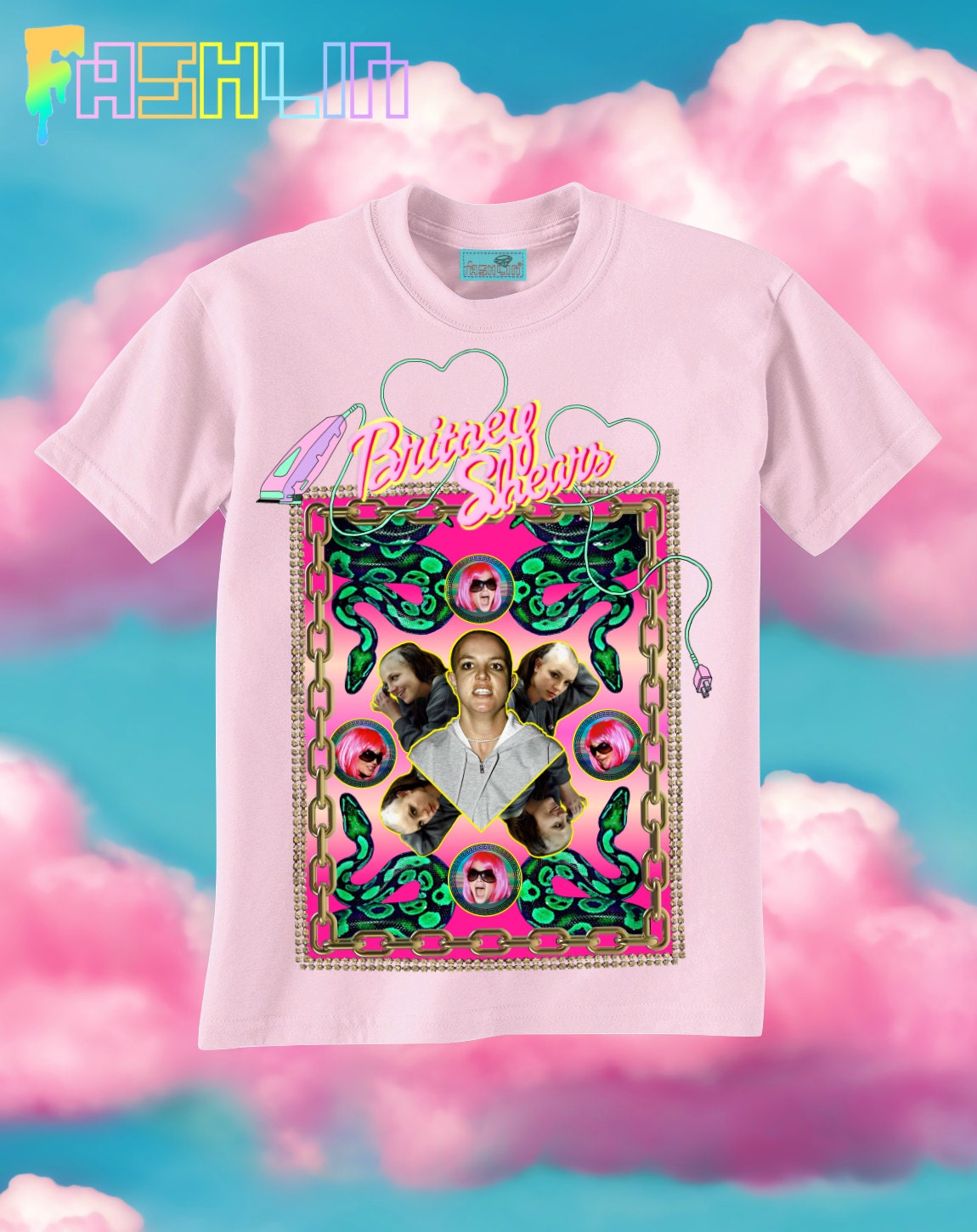 UNISEX Britney Shears Pink BALD Head Shaving Mess T-shirt // fASHLIN