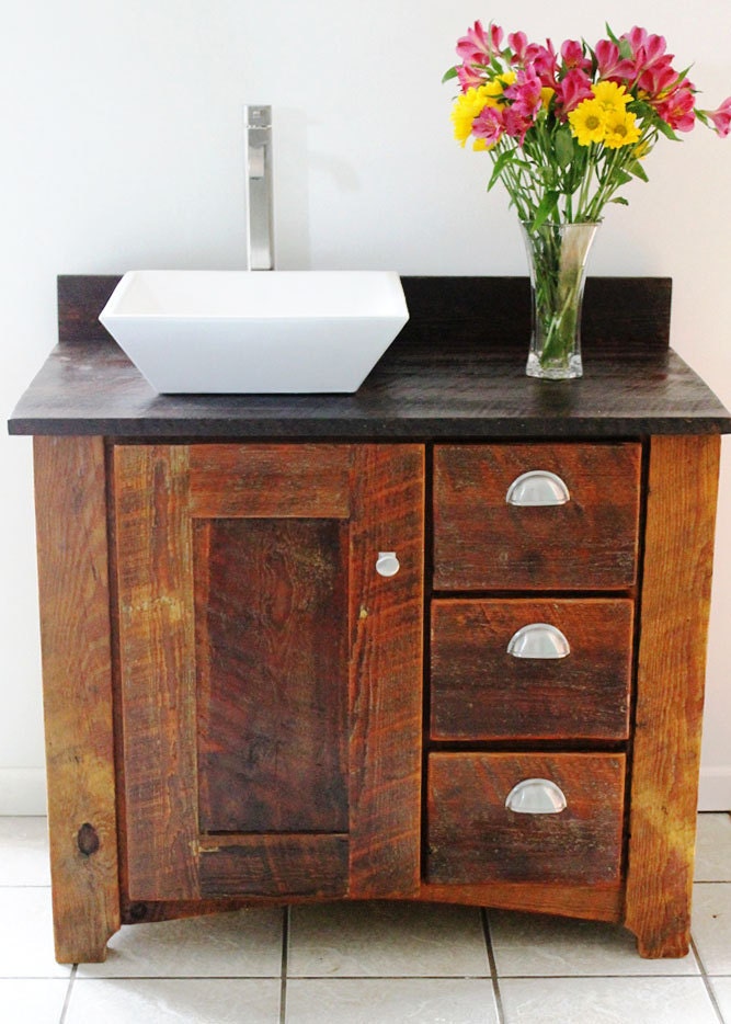 Handmade Bathroom Vanity, Reclaimed Barn Wood--22"W x 32.5"H x 38"L, Beach Inspired