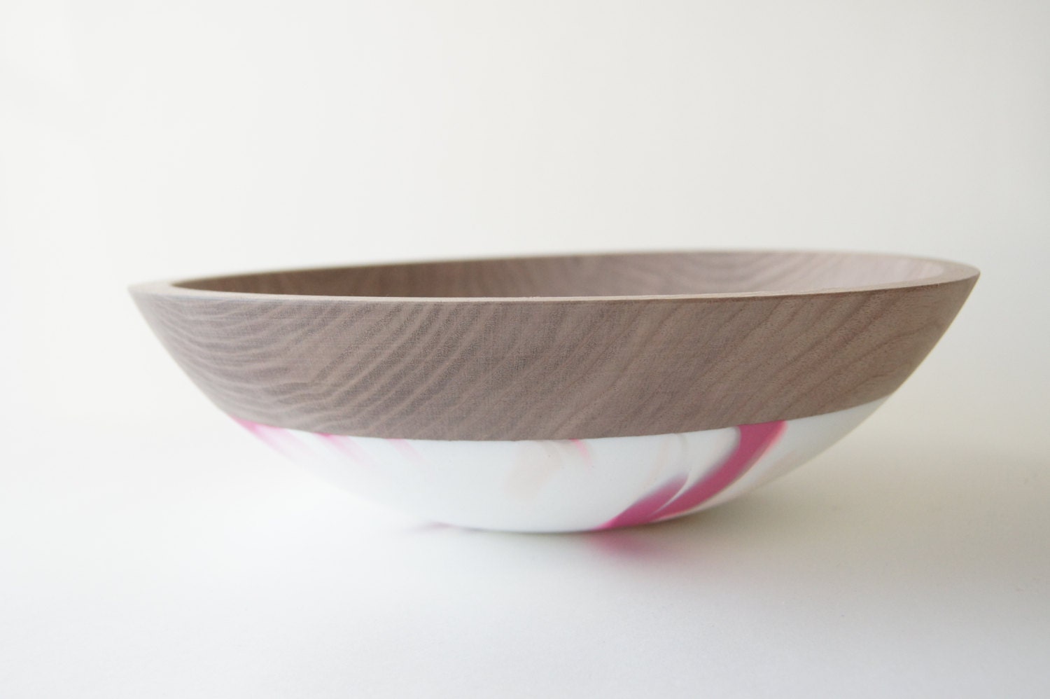 Wooden Bowl 12", Purple and White Swirl, WALNUT WOOD, Salad bowl, fruit bowl, For MOM