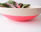 Wooden Bowl 15", Neon Pink, Summer Party, Picnic, Kitchen Decor