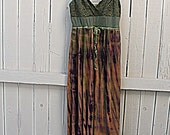 Upcycled Women's Boho Clothing / Tie Dyed Tank Top Dress / Size Small Lace Camisole