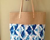 Burlap and Cotton print tote