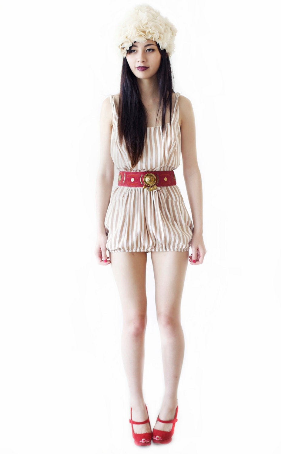 adorable ROSE MARIE REID vintage 40s/50s striped onesie romper playsuit swimwear