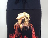 Drag Me To Hell T Shirt Skirt / Recycled Cotton Tees / Horror / Drawstring / Soft / Red & Black/ Gift for Her / T-Skirt
